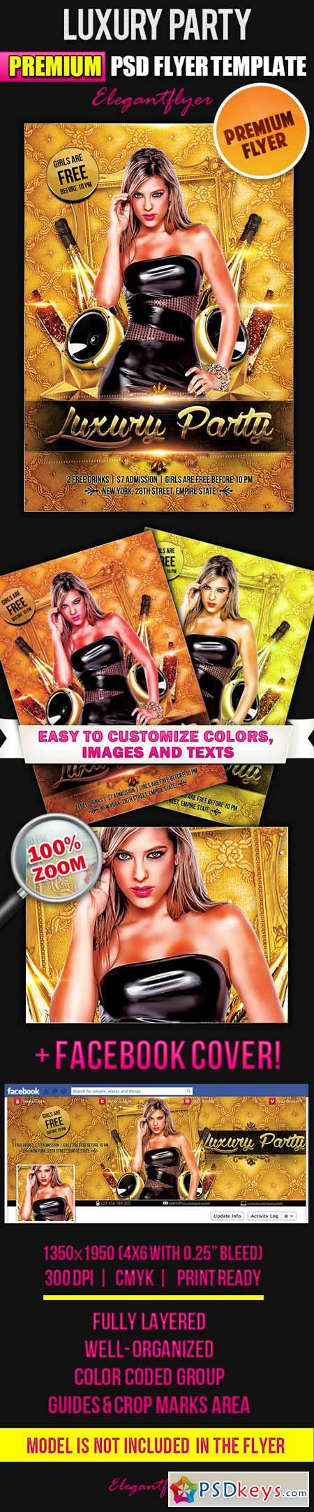Luxury Party – Flyer PSD Template + Facebook Cover