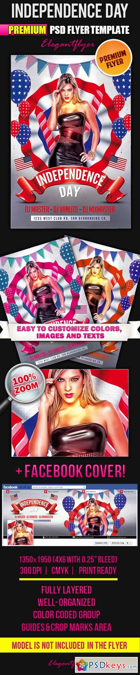 Independence Day – Flyer PSD Template + Facebook Cover