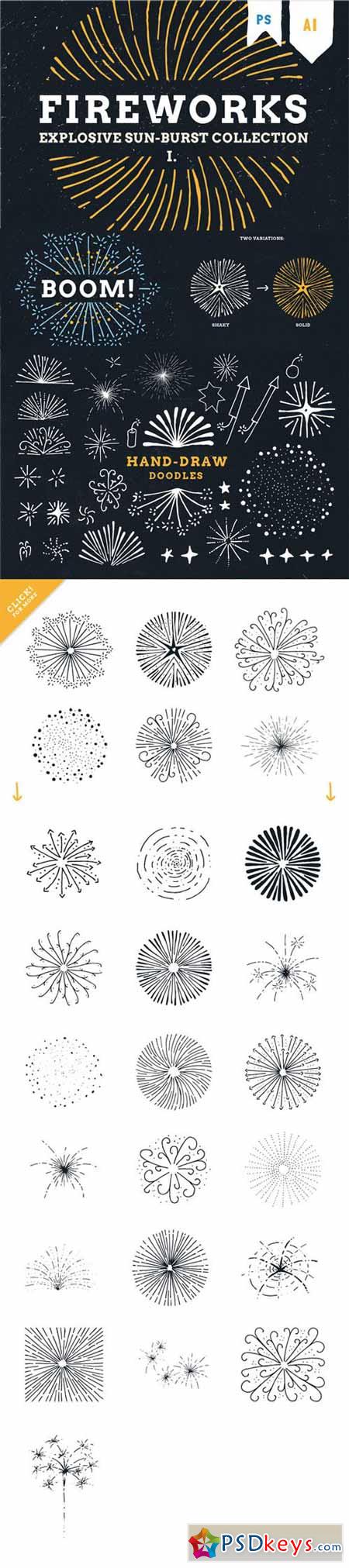 Fireworks - hand draw explosion pack 108191