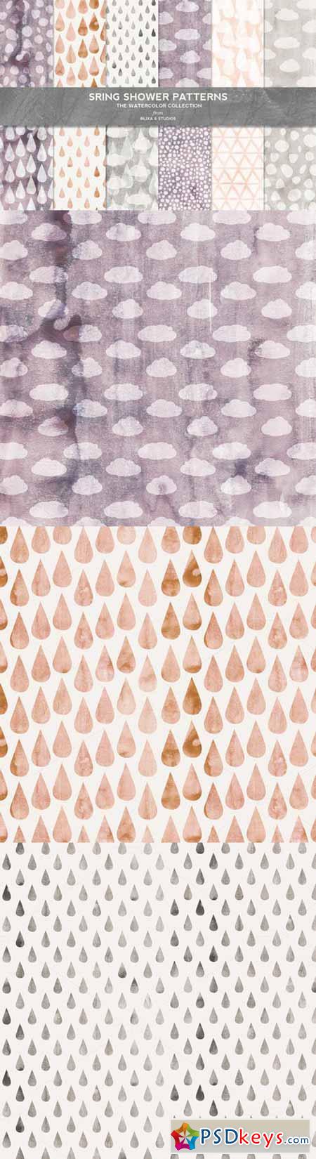 Spring Shower Watercolor Patterns 238329