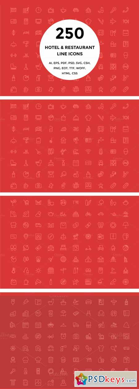 250 Hotel and Restaurant Line Icons 140815