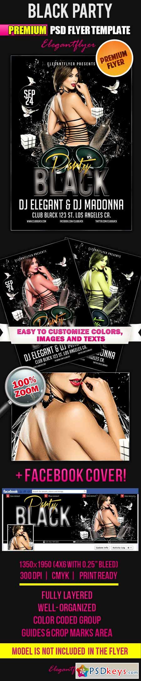 Black Party – Flyer PSD Template + Facebook Cover 3