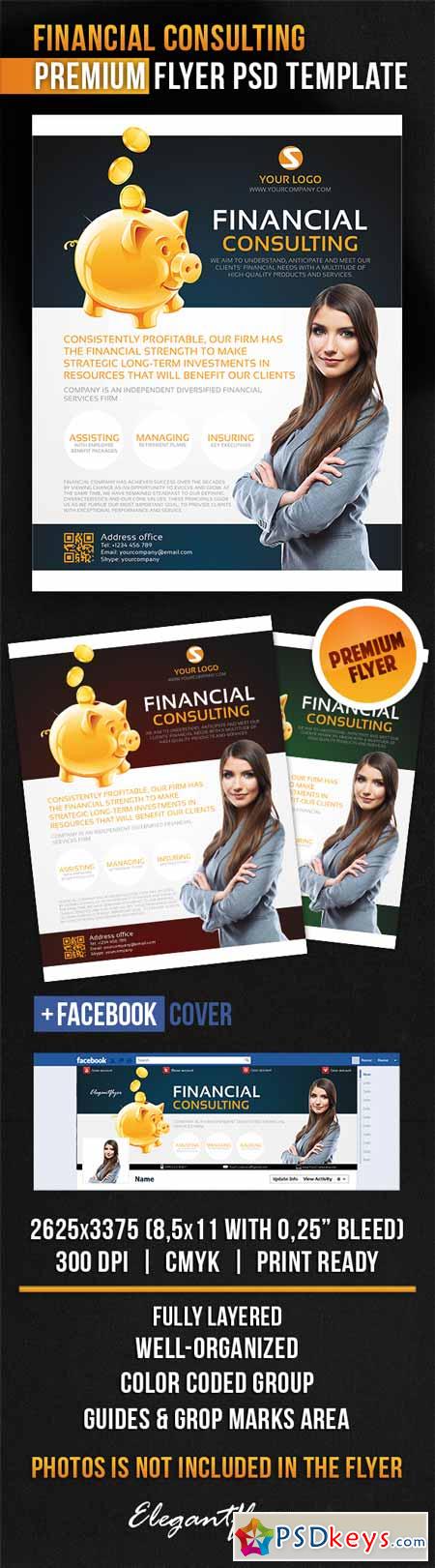 Financial Consulting  Flyer PSD Template + Facebook Cover