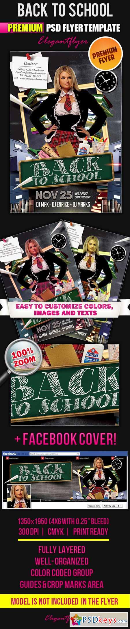 Back to School  Flyer PSD Template + Facebook Cover 6