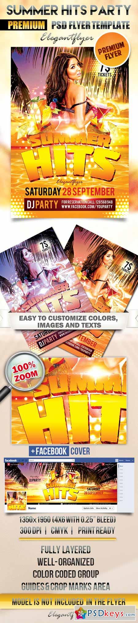 Summer Hits Party – Flyer PSD Template + Facebook Cover
