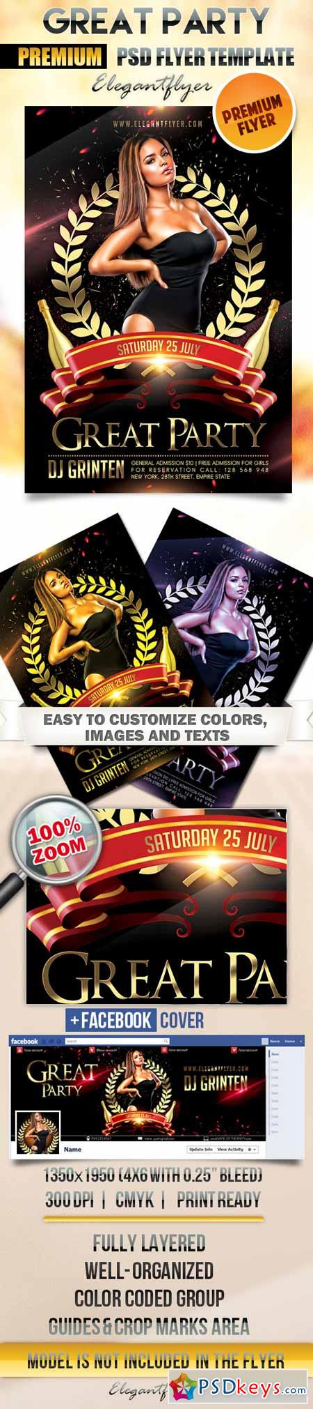 Great Party – Flyer PSD Template + Facebook Cover