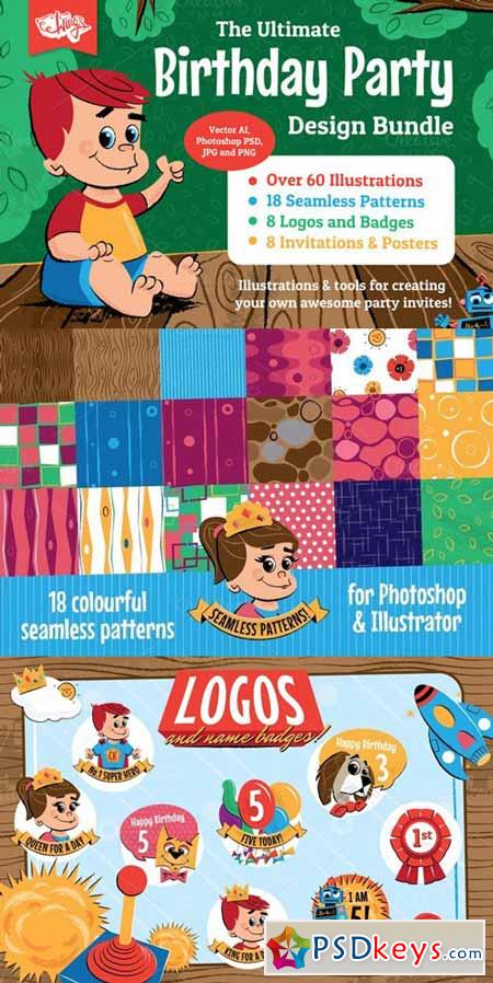 Children's Party Graphics Bundle 53047