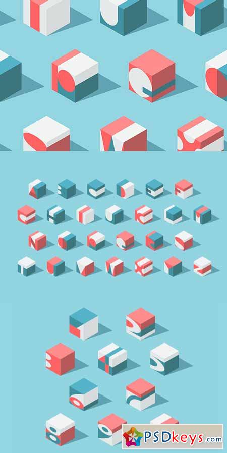 Isometric ABC, numerals and pattern 360883