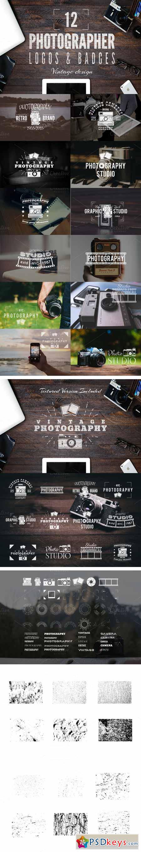 Retro Photography Logo Templates Set 359789