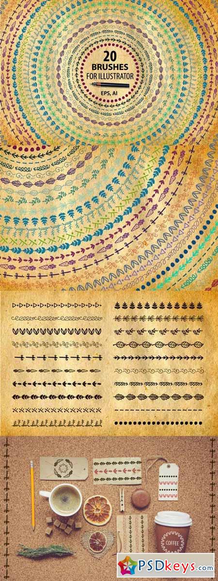 20 Vector Illustrator Brushes 359177