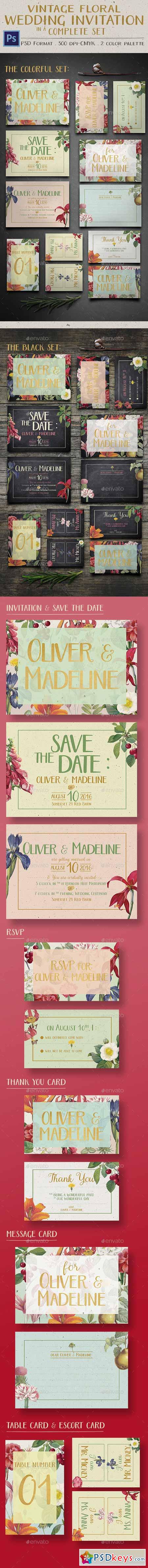 Vintage Floral Wedding Invitation 12116686