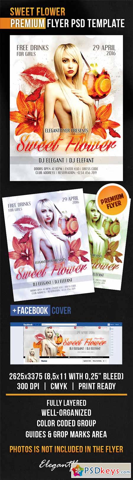 Sweet Flower – Flyer PSD Template + Facebook Cover