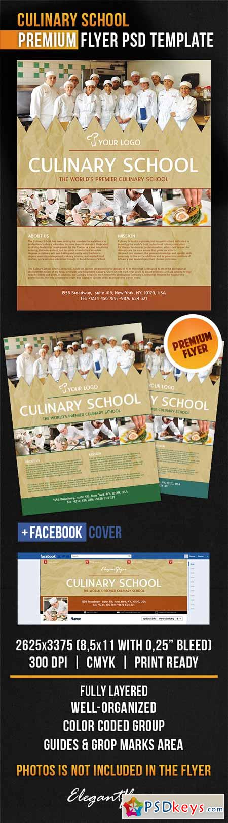 Culinary School  Flyer PSD Template + Facebook Cover