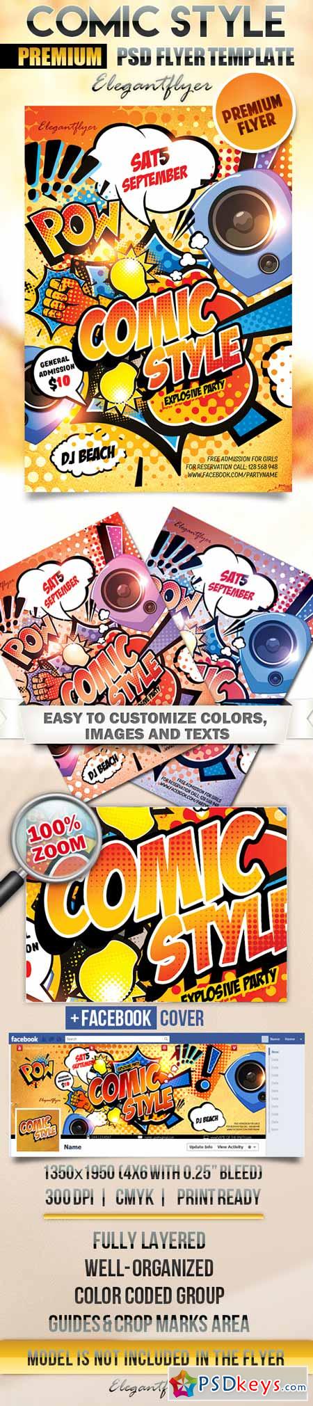 Comic Style – Flyer PSD Template + Facebook Cover