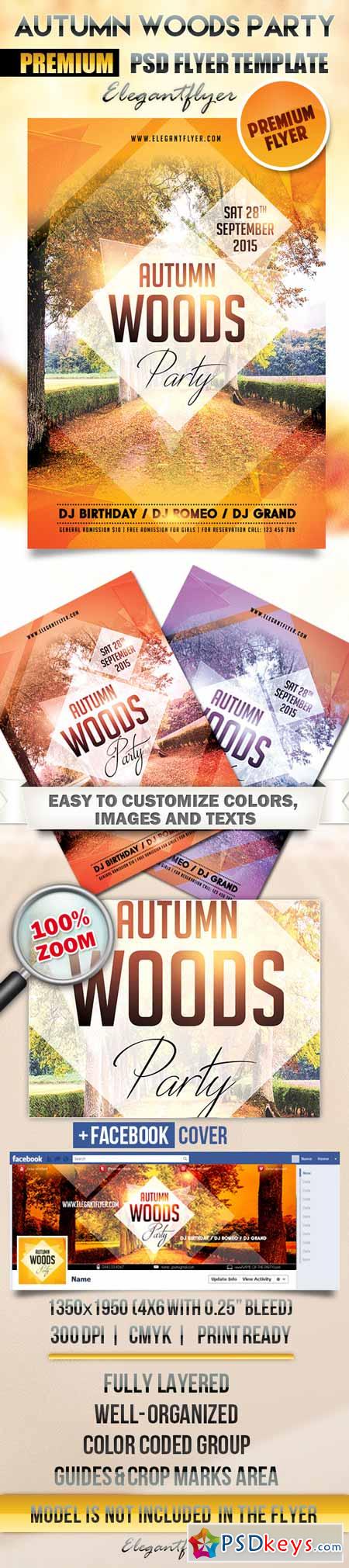 Autumn Woods Party – Flyer PSD Template + Facebook Cover