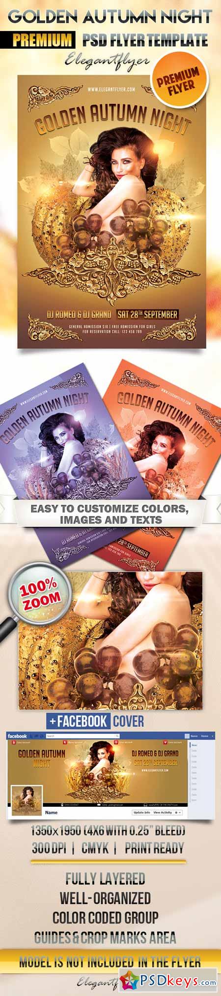 Golden Autumn Night – Flyer PSD Template + Facebook Cover
