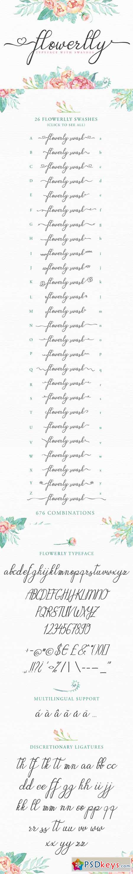 Flowerlly Typeface with Swashes 364817