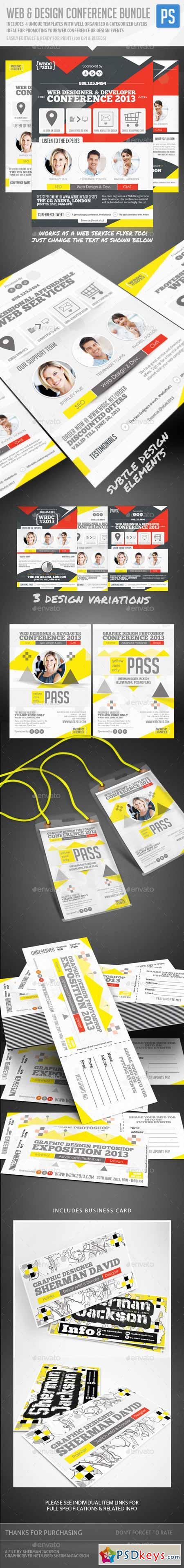 Web & Design Conference Flyer, Pass & Badge Bundle 12807905