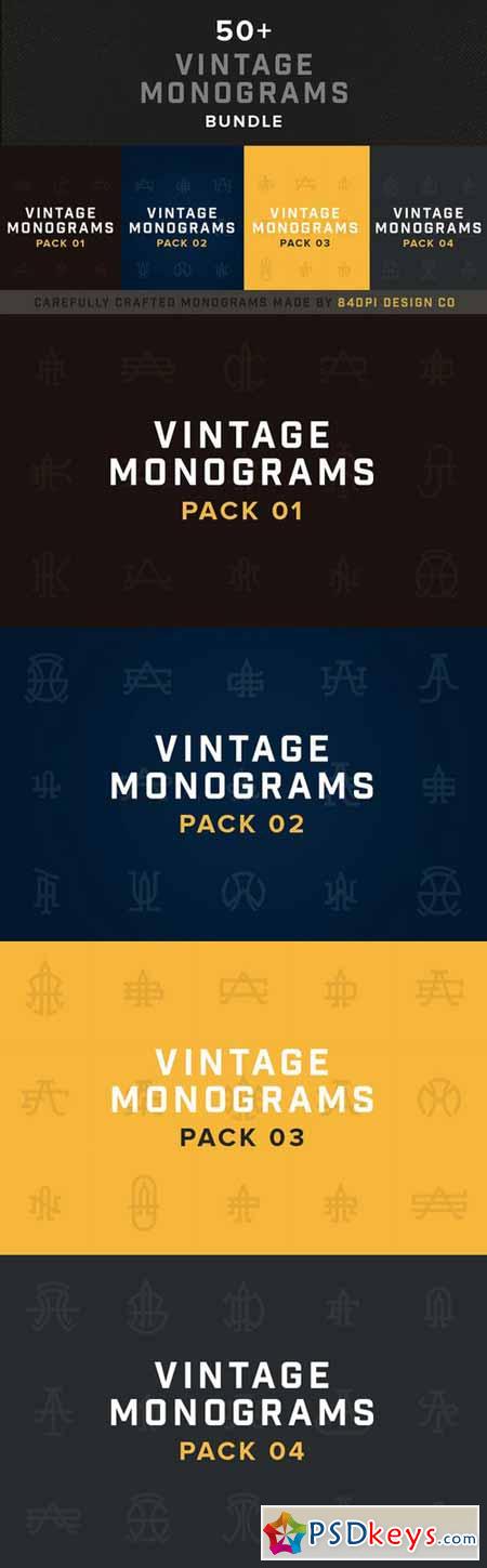50+ Vintage Monograms Bundle 363389