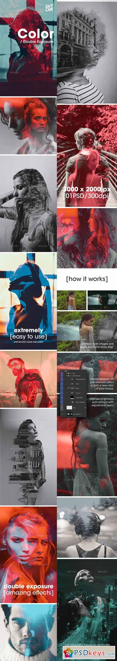 color double exposure photoshop photo template download