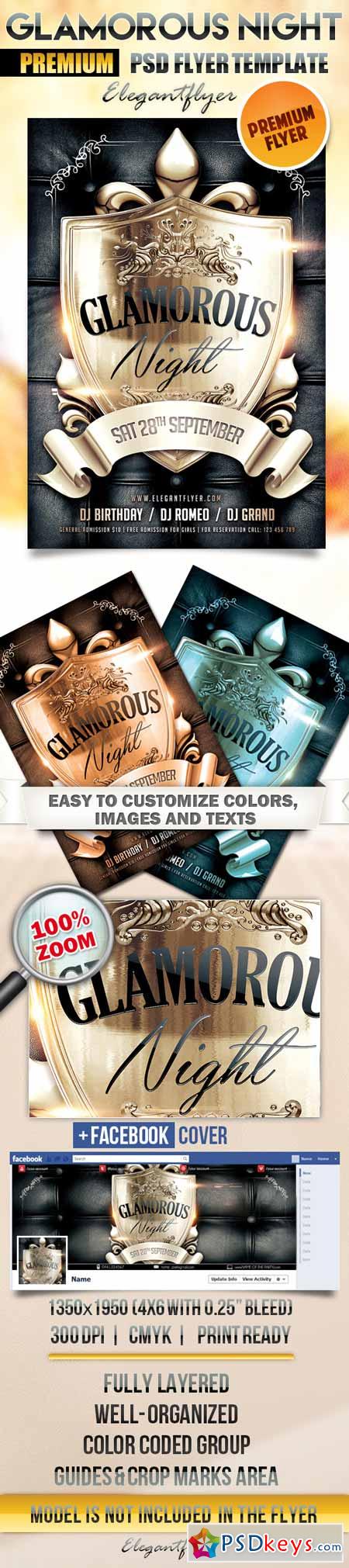 Glamorous Night – Flyer PSD Template + Facebook Cover