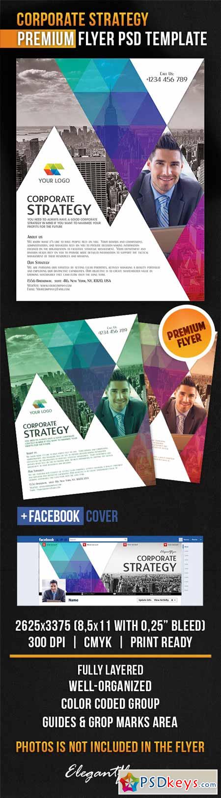 Corporate Strategy  Flyer PSD Template + Facebook Cover