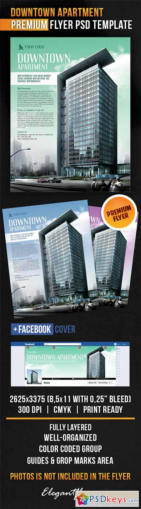 Downtown Apartment – Flyer PSD Template + Facebook Cover