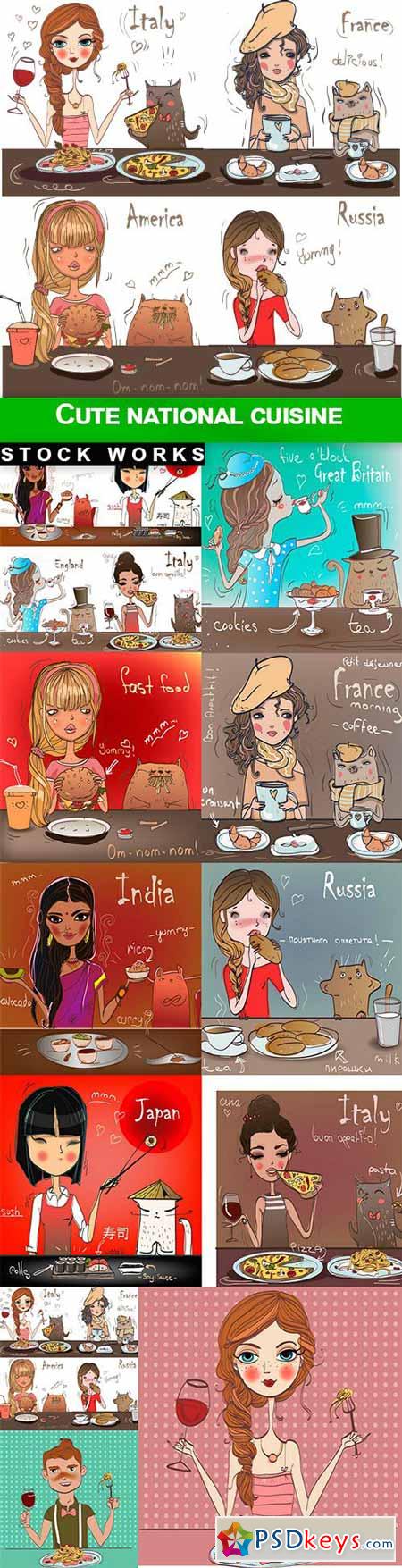 Cute national cuisine - 11 EPS