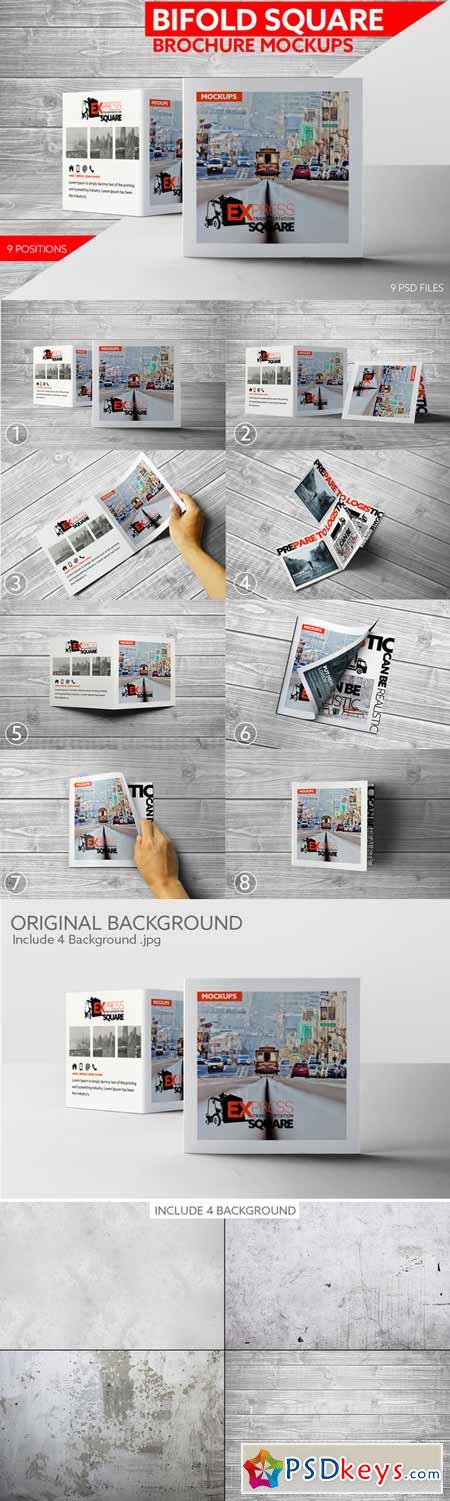 Bifold Square Brochure Mockups 374497