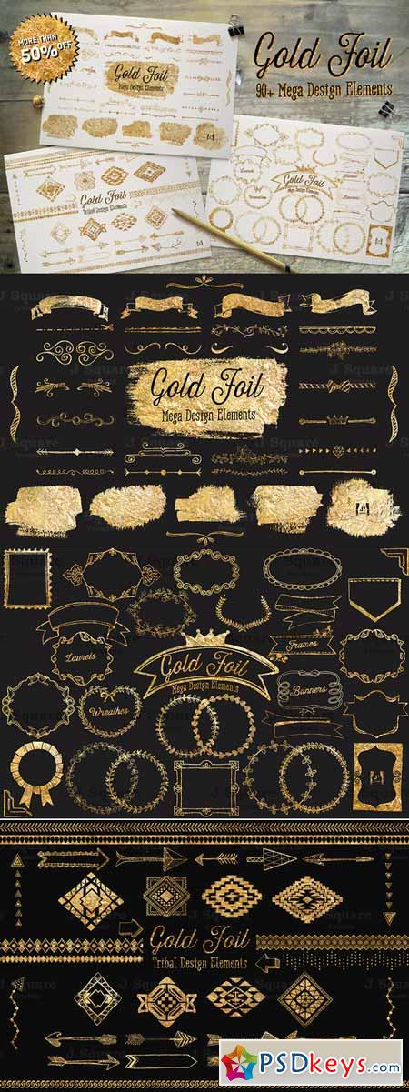 Gold Foil Mega Vector DesignElement 128012