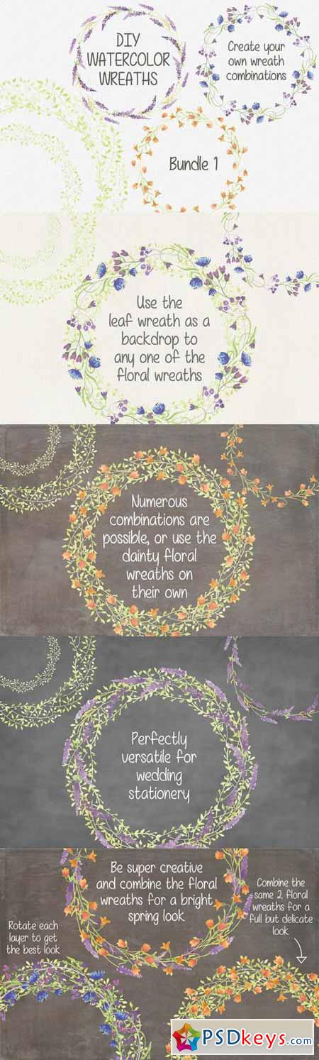 DIY watercolor wreaths bundle I 345195