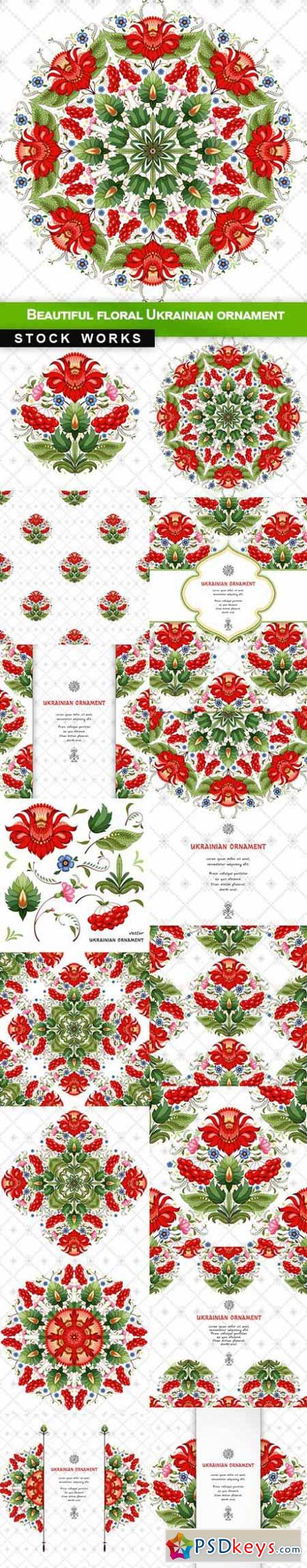 Beautiful floral Ukrainian ornament - 15 EPS