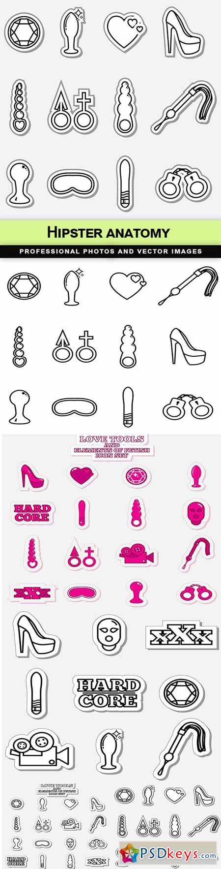 Icon set Elements of fetish And Love tools - 5 EPS
