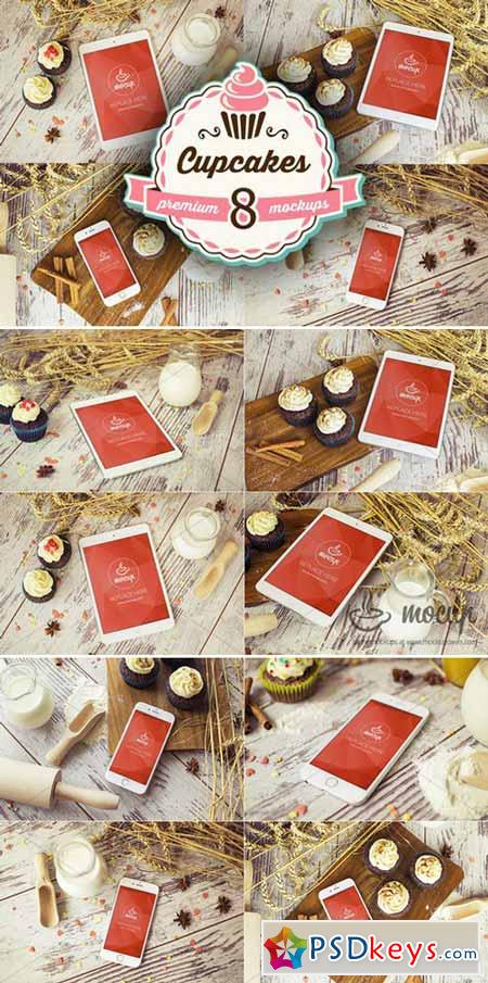 8 PSD Mockups Cupcakes 389103