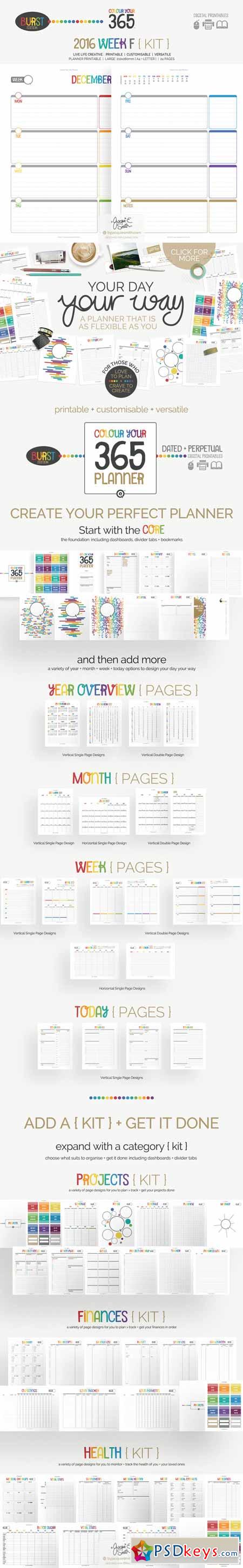 2016 Printable Planner Week F {Kit}