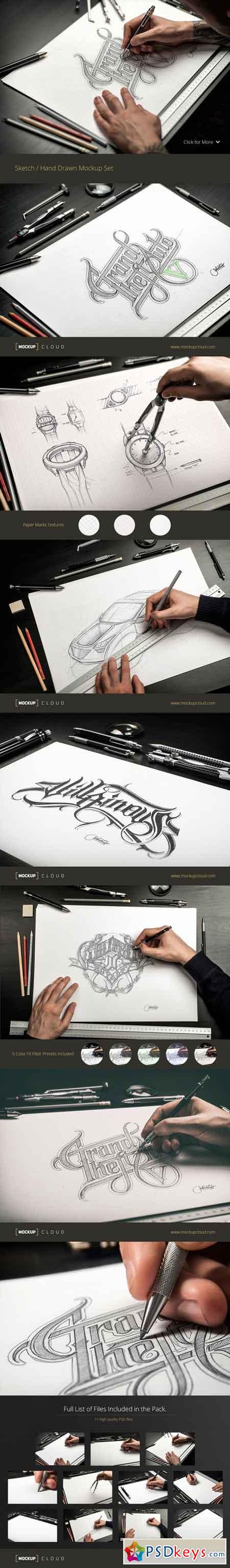 Sketch Hand Drawn Mockup Set 388072