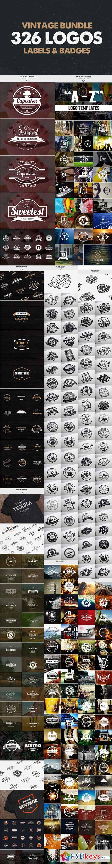 MEGA BUNDLE 326 Vintage Logos Badges 56141