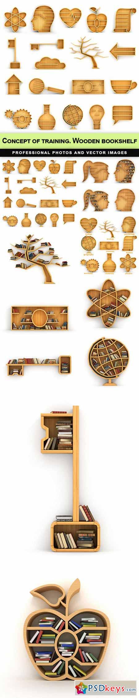 Concept of training. Wooden bookshelf - 10 UHQ JPEG