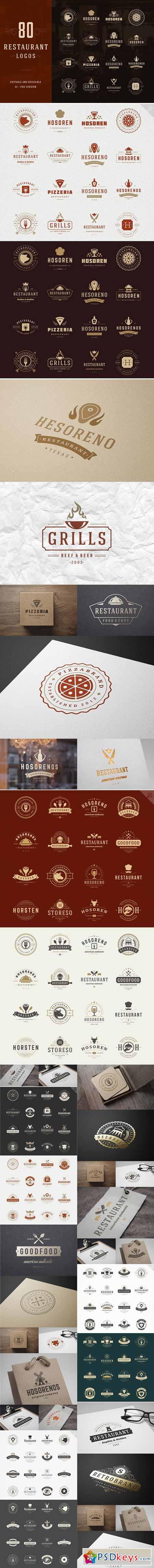 80 Restaurant Logotypes and Badges 398781