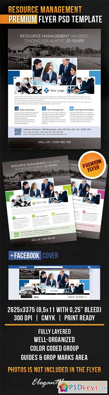 Resource Management  Flyer PSD Template + Facebook Cover