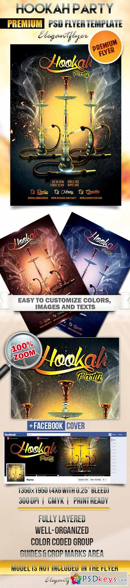 Hookah Party – Flyer PSD Template + Facebook Cover