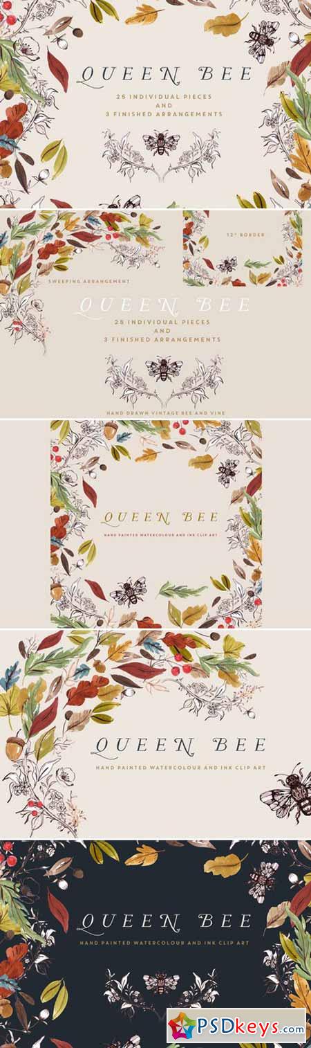 Watercolour Clip Art - Queen Bee 409548