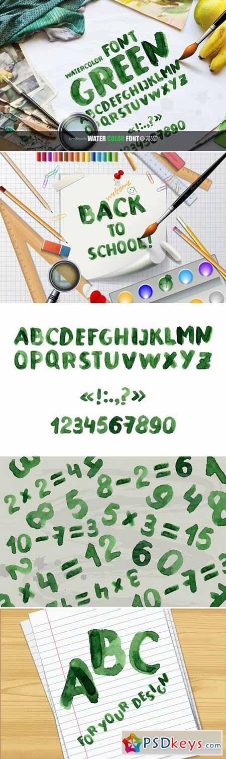 GREEN! Handwritten watercolor font 410134