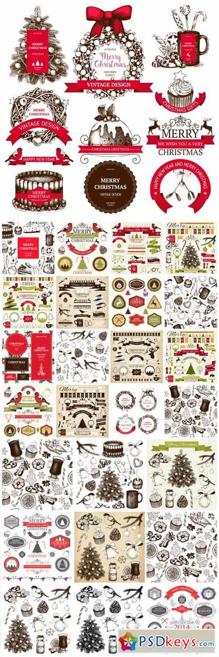 Christmas and new year, winter vector holiday backgrounds 2016