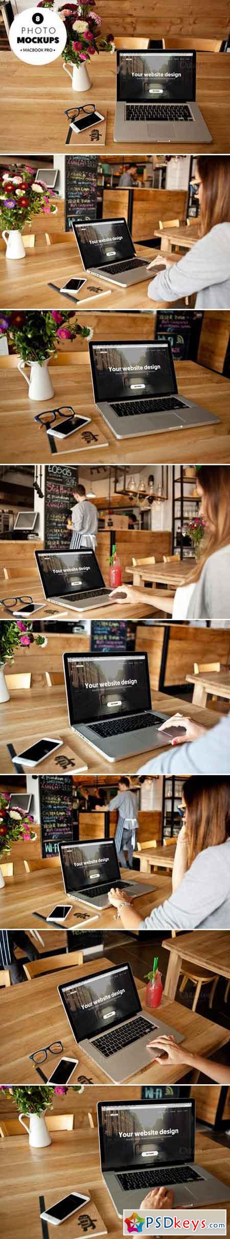 MacBook Pro - 8 mockups in a cafe 411542