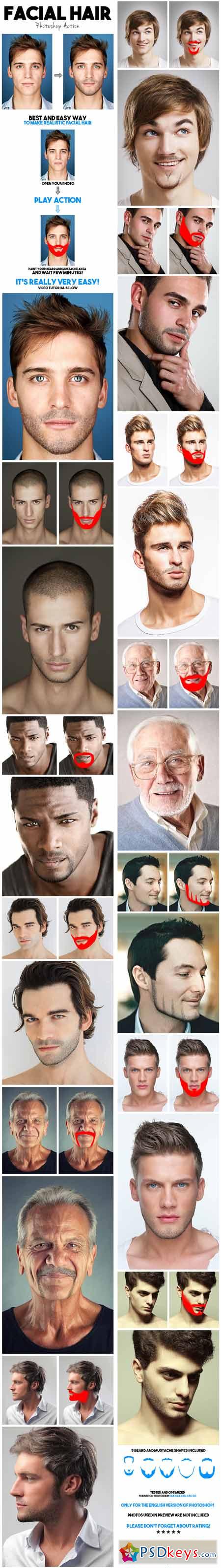 Facial Hair Photoshop Action 13434912