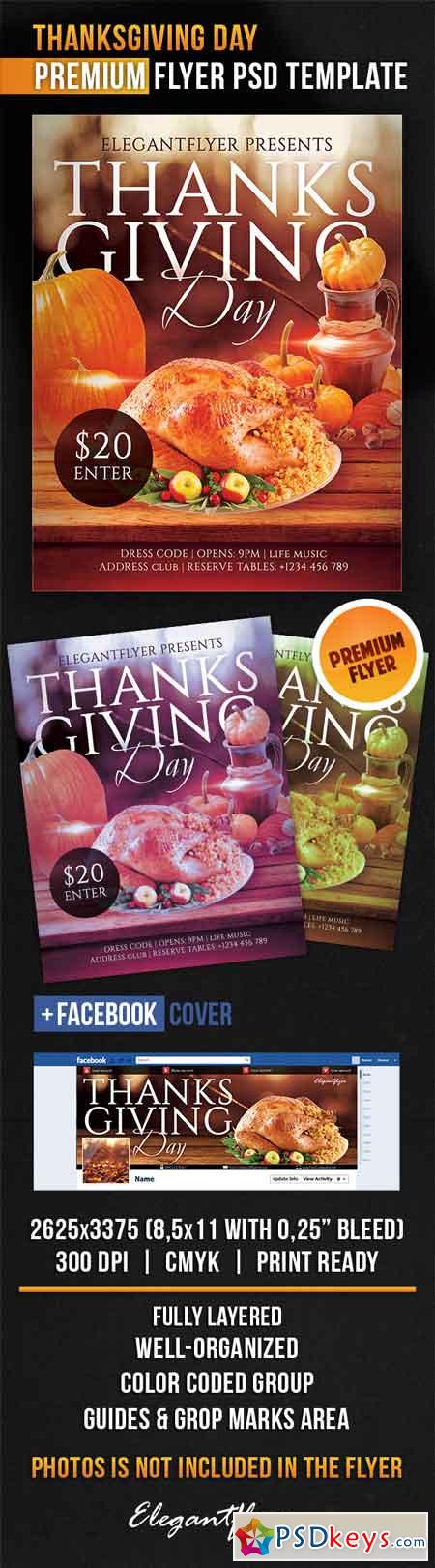 Thanksgiving Day – Flyer PSD Template + Facebook Cover