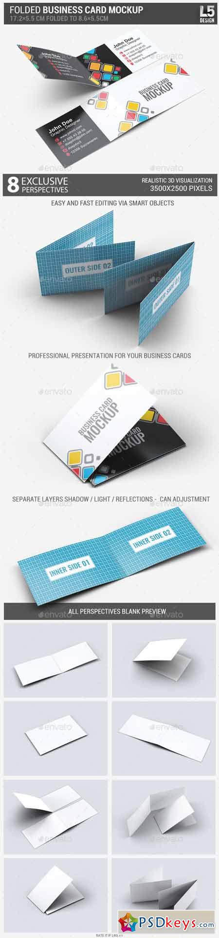 Folded Business Card Mock-Up 12933096