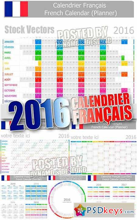 2016 french calendar - Stock Vectors