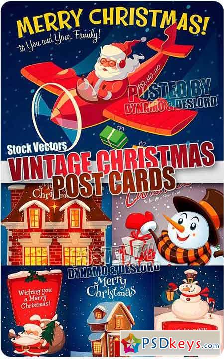 Retro Xmas Postcards - Stock Vectors